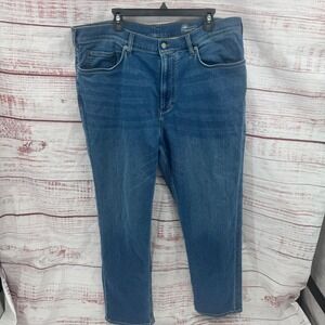 Faherty Brand‎ Jeans Mens 42x32 Straight Leg  Blue Medium Wash Stretch Denim